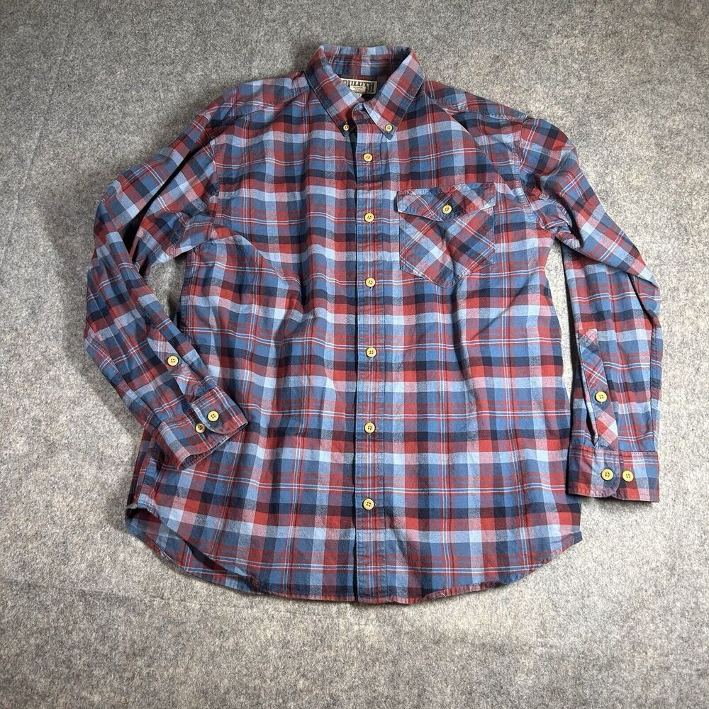 Duluth Trading Co Shirt Mens Large Plaid Cotton Button Down Flannel Outdoor Camp